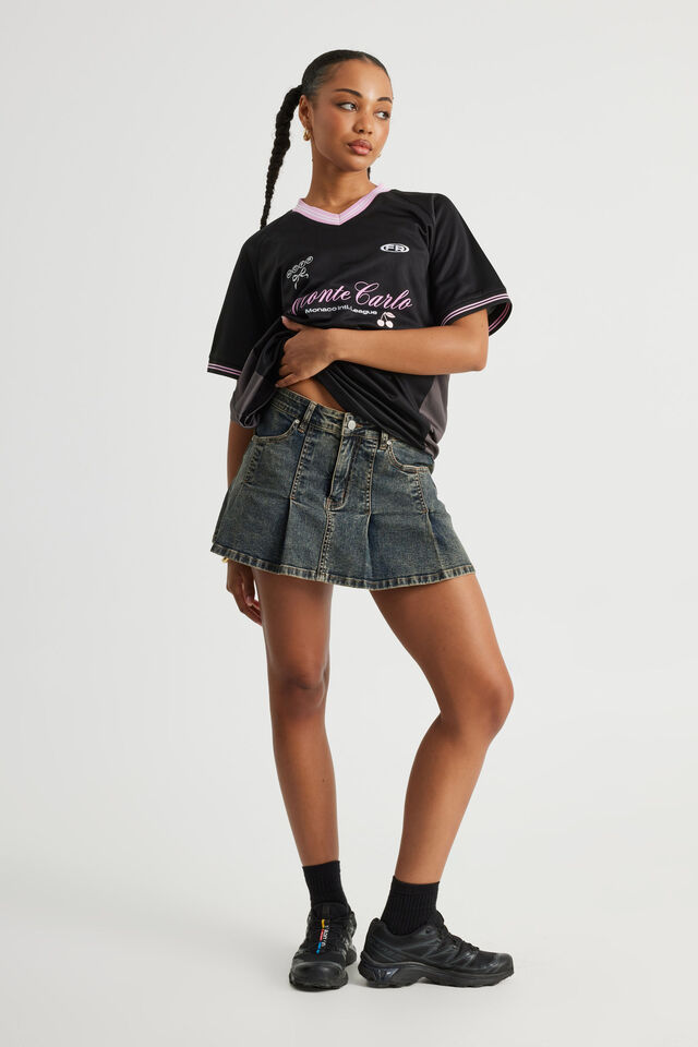 V Neck Sports Jersey, BLACK/MONTE CARLO