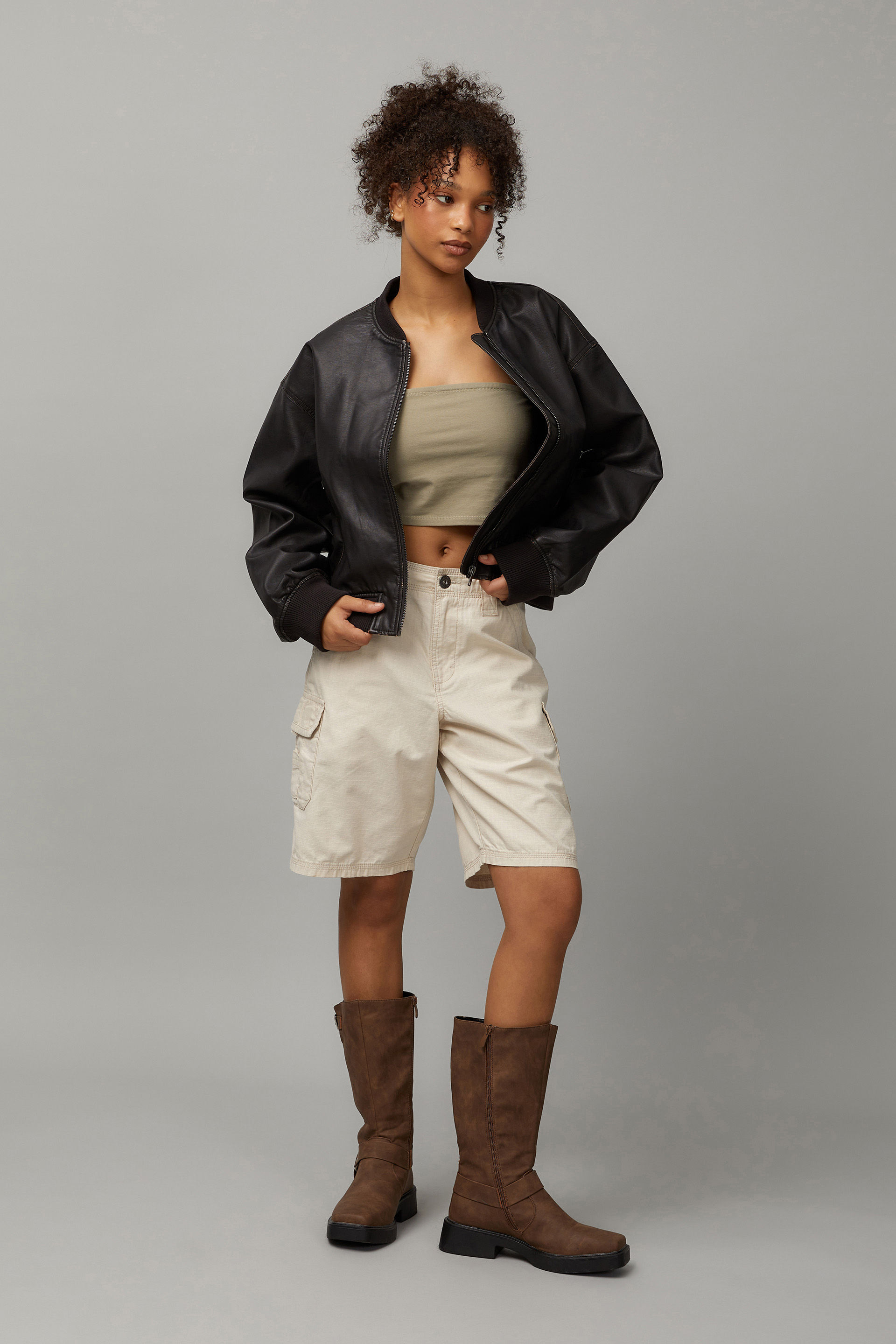Knee length hot sale bomber jacket
