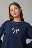 Graphic Crew Sweater, NAVY BLAZER/BOW - alternate image 4