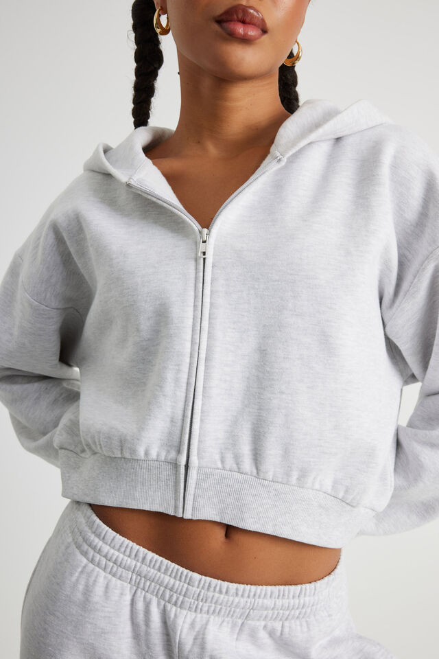 Harper Zip Through Hoodie, SILVER MARLE