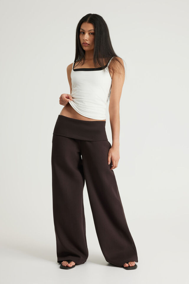 Wide Waistband Trackpant, CHOC NOIR