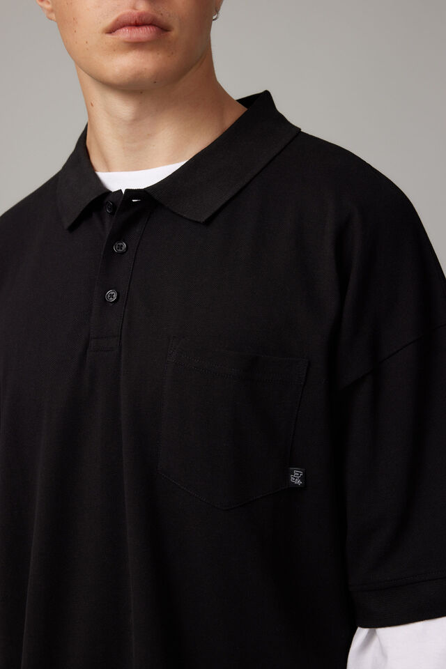 Oversized Polo, BLACK