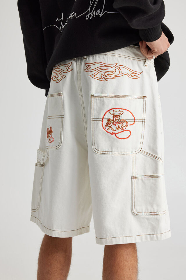 Toy Story X Half Half Painter Denim Short, LCN DIS IVORY/TOY STORY HOWDY