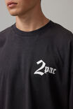Oversized Music Merch T Shirt, LCN BRA WASHED BLACK/TUPAC KEEP YA HEAD UP - alternate image 4