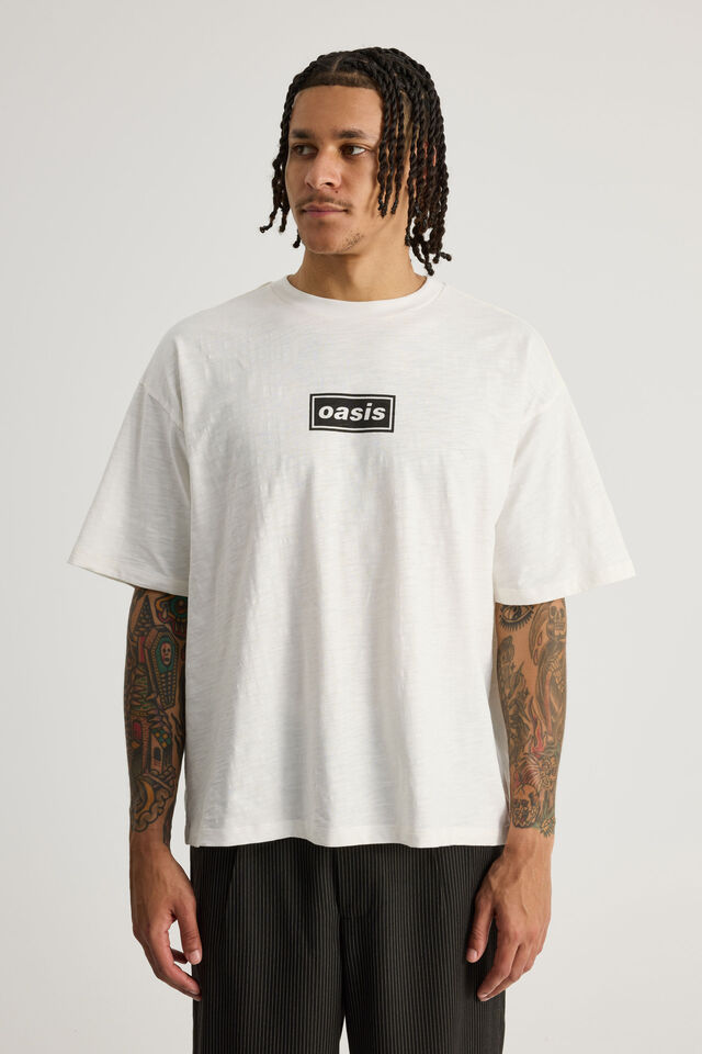 Box Fit Music Merch T Shirt, LCN OAS CLOUD//OASIS DEFINITELY BAND