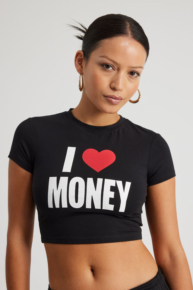 Fitted Graphic Tee, BLACK/LOVE MONEY