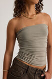 Leni Longline Gathered Bandeau, KHAKI - alternate image 4