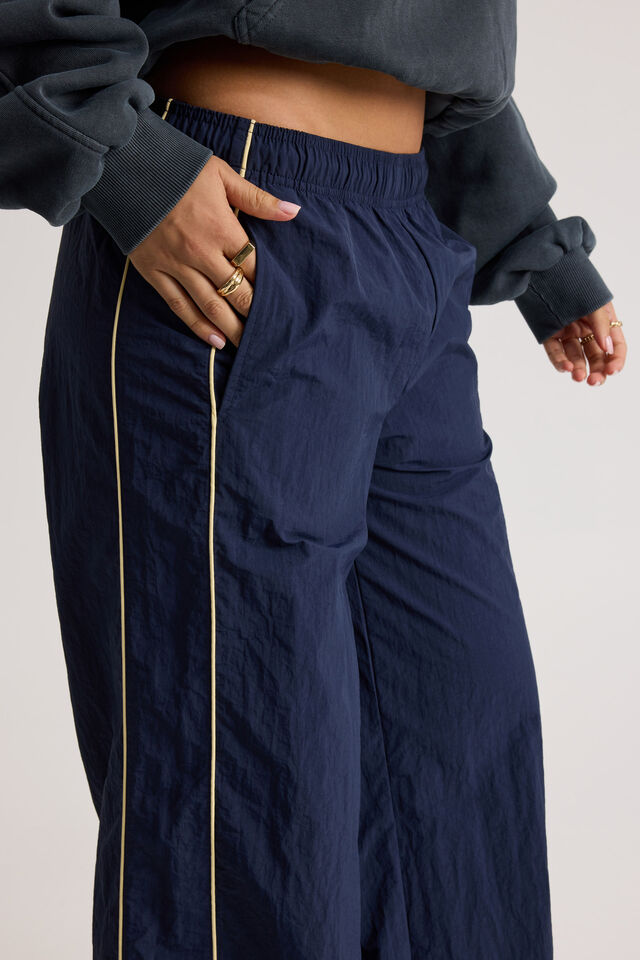Freya Wide Leg  Woven Sporty Trackpant, NAVY BLAZER