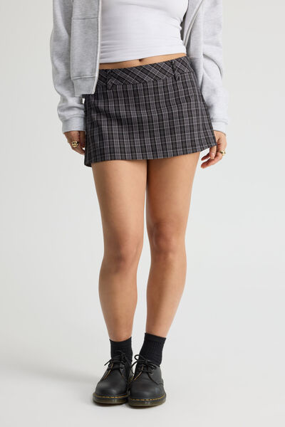 Tailored Mini Skort, BLACK CHECK