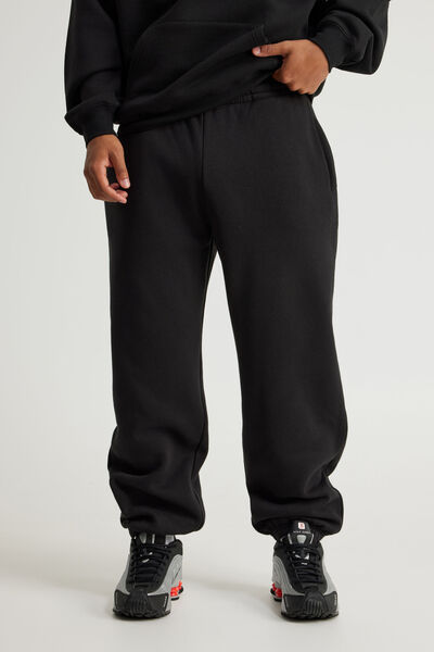 Baggy Cuffed Trackpant, BLACK