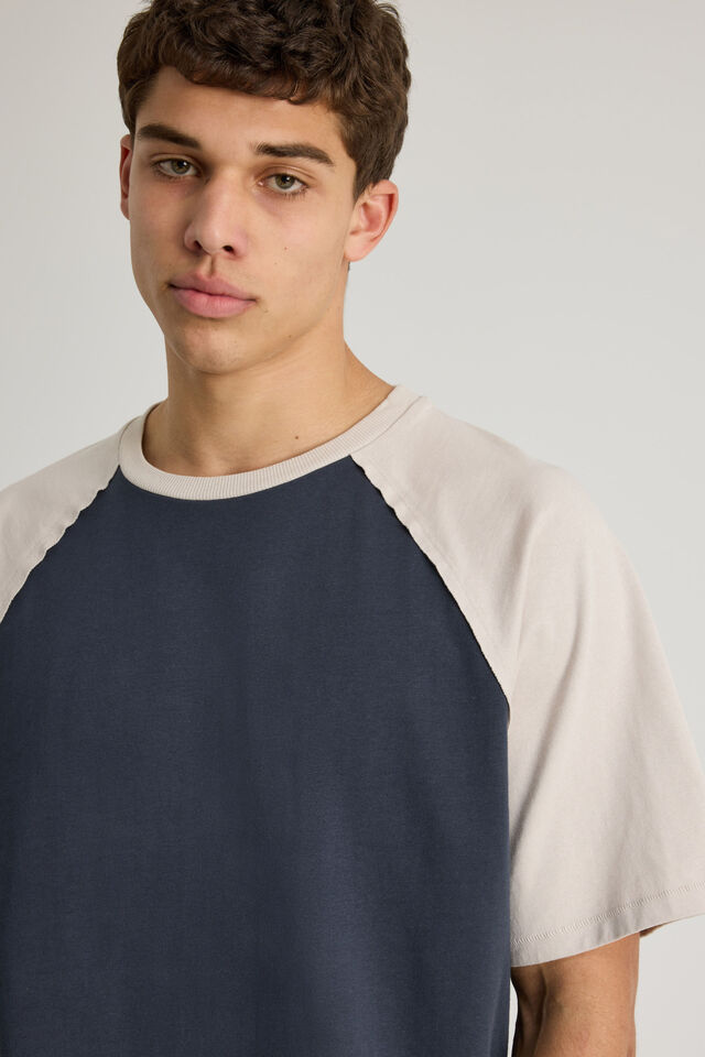 Open Gallery Raglan Tshirt, OG SEAL/PEBBLE REWORN