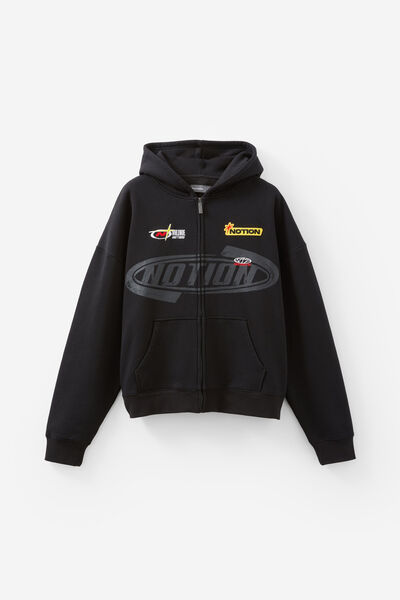 Notion Zip Thru Hoodie, NTN WASHED BLACK/NOTION BADGES
