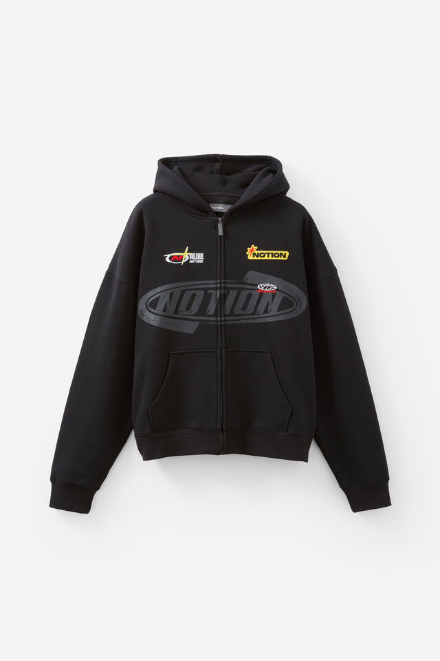 Notion Zip Thru Hoodie, NTN WASHED BLACK/NOTION BADGES