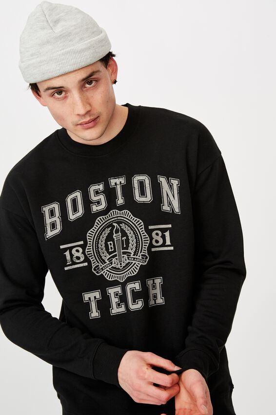 Oversized Graphic Crew, BLACK/BOSTON TECH
