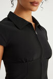 Short Sleeve Zip Through Shirt, BLACK - example image 4