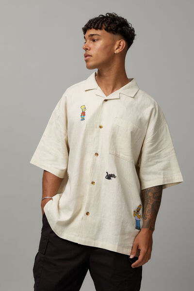 Simpsons Street Shirt, LCN SIM IVORY TEXTURE/SIMPSONS FAMILY