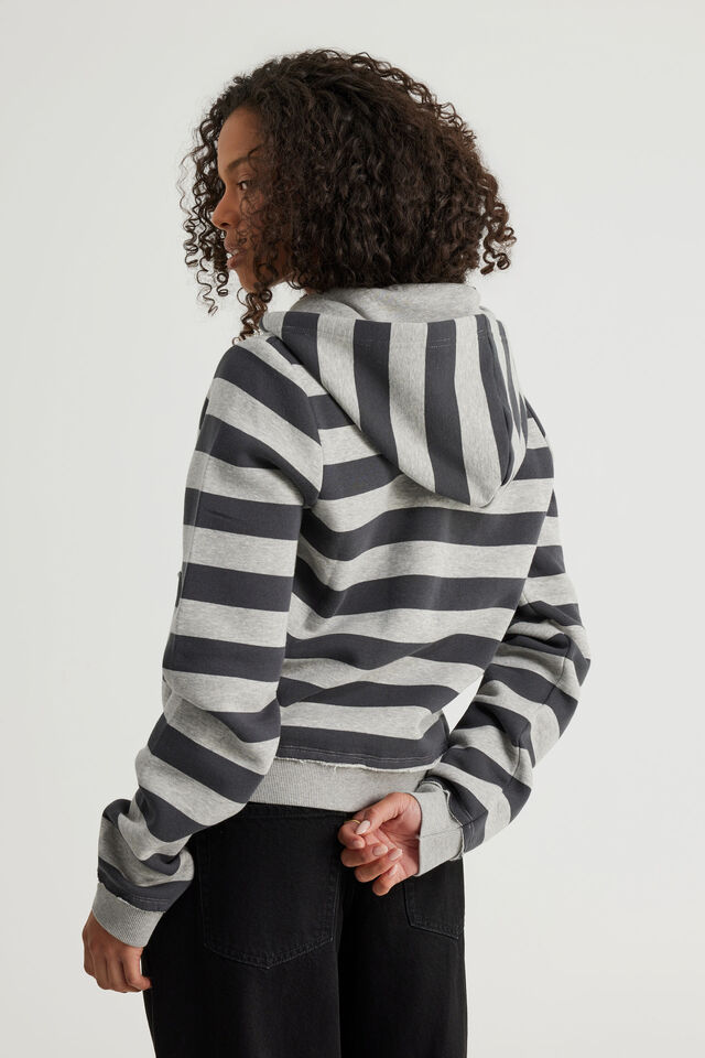 Notion Fitted Zip Through Hoodie, NTN SLATE STRIPE/SLEAZE