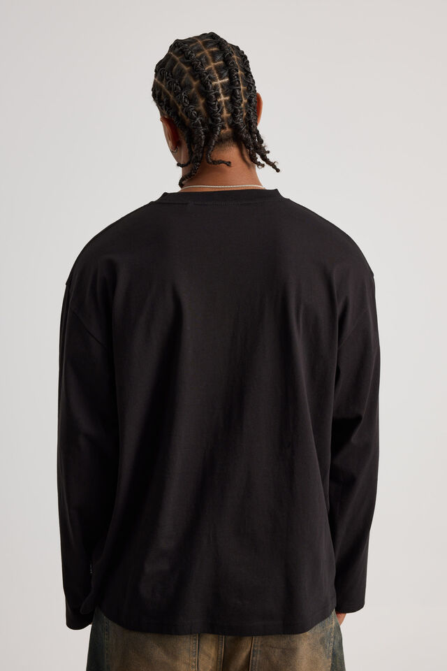 Boxy Long Sleeve Tshirt, BLACK