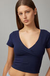 Estelle Short Sleeve Wrap Top, NAVY BLAZER - alternate image 4