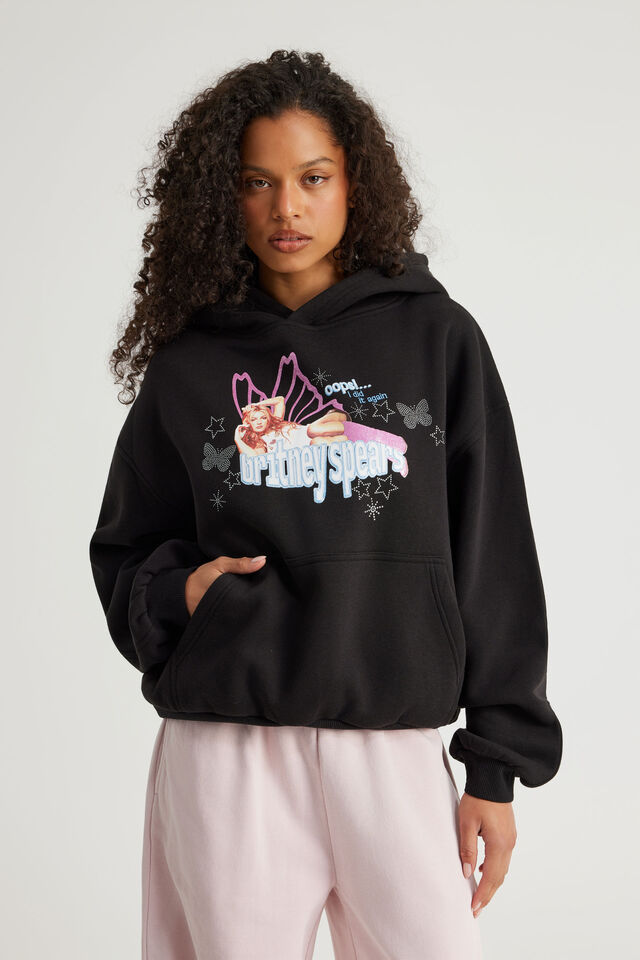 Music Merch Boxy Hoodie, LCN BRA BLACK/OOPS I DID IT AGAIN