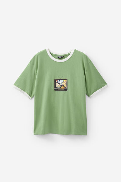 Cartoon Network X Half Half Ringer Tshirt, LCN WB PEPPERMINT/DEXTER