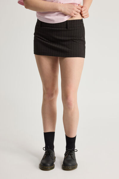 Tailored Mini Skort, BLACK PINSTRIPE