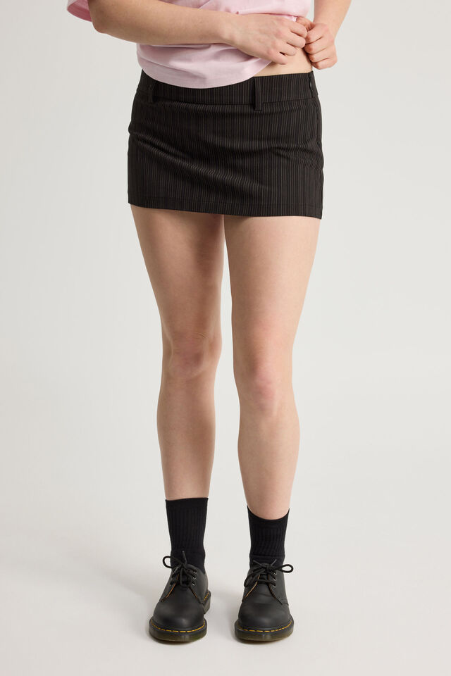 Tailored Mini Skort, BLACK PINSTRIPE