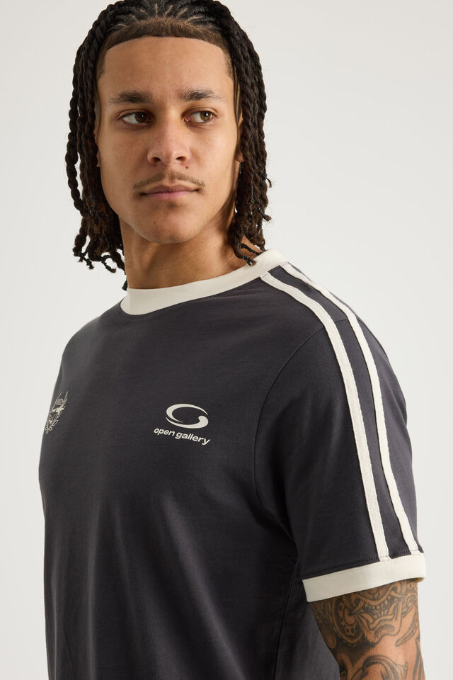 Open Gallery Slim Fit Ringer Tee, OG SLATE/BRAND LOGO