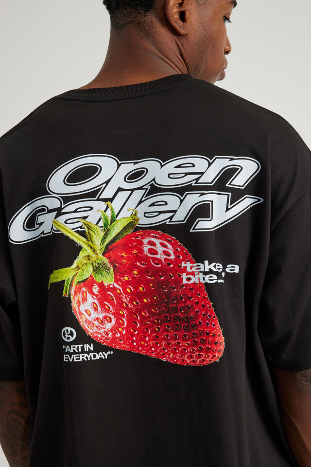 Open Gallery Box Fit Tshirt, OG BLACK/STRAWBERRY