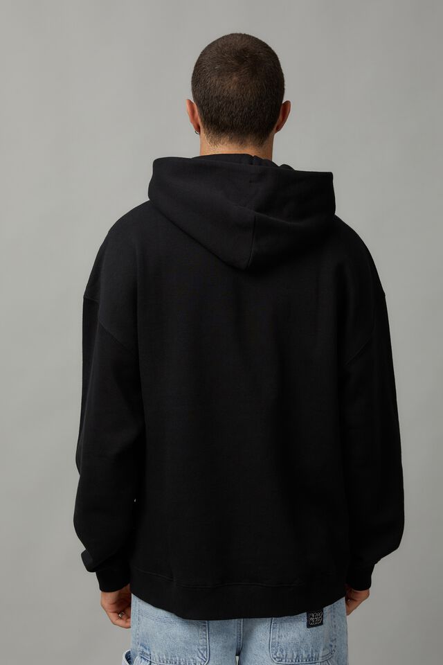 Half Half Baggy Graphic Hoodie, BLACK/HALF HALF CLOUDS