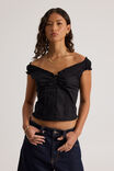 Novie Off Shoulder Shirt, BLACK - alternate image 1