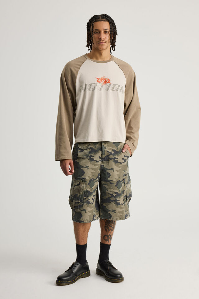 Notion Long Sleeve Raglan Tshirt, NTN PEBBLE/KHAKI MIST MOTO