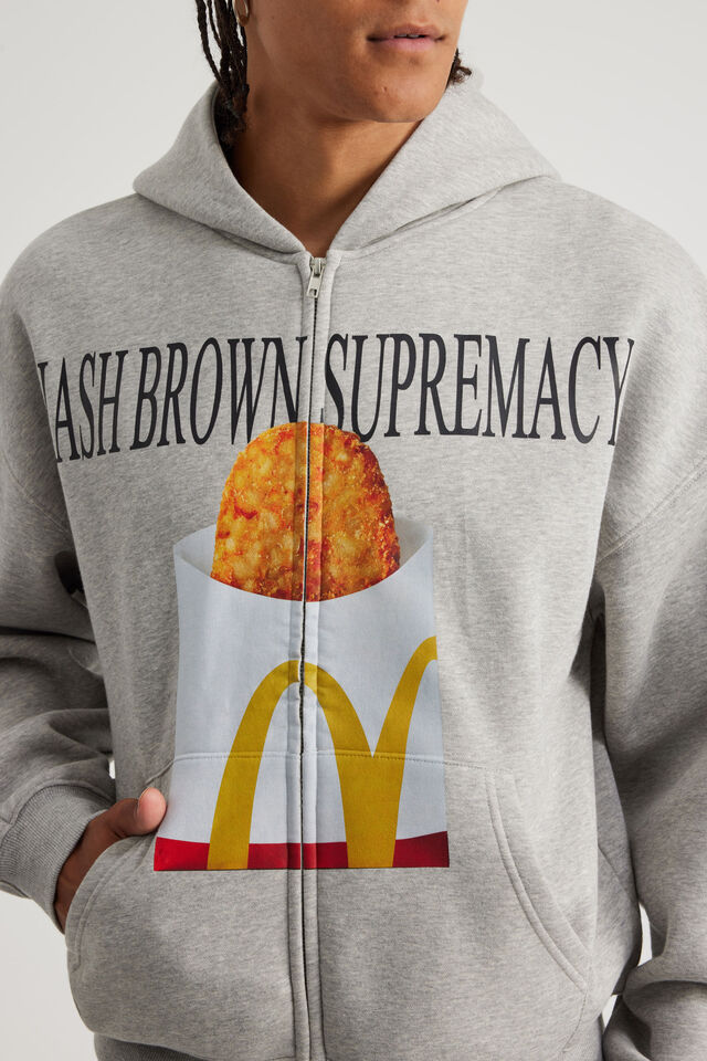 Mcdonalds Zip Thru Hoodie, LCN MCD GREY MARLE/HASH BROWN SUPREMACY