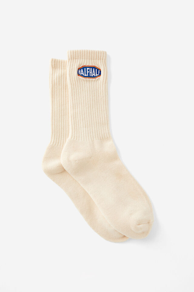 Unisex Rib Sock - Extra, HALF HALF BEIGE OCTAGON PIL