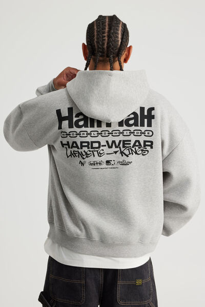 Half Half Hoodie, HH GREY MARLE/HARDWARE
