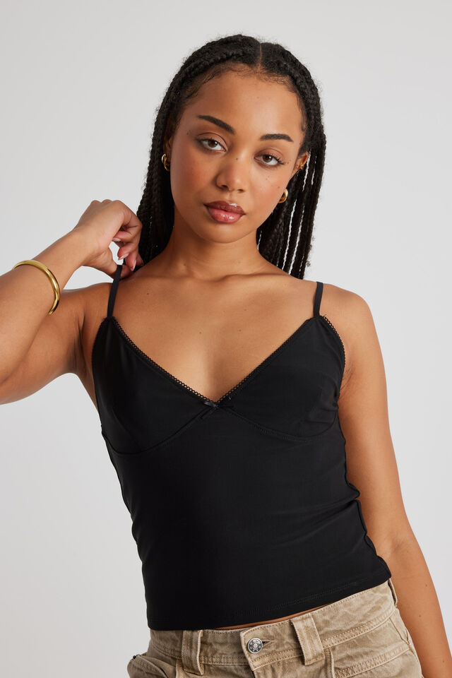 Sophia Mesh Cami, BLACK