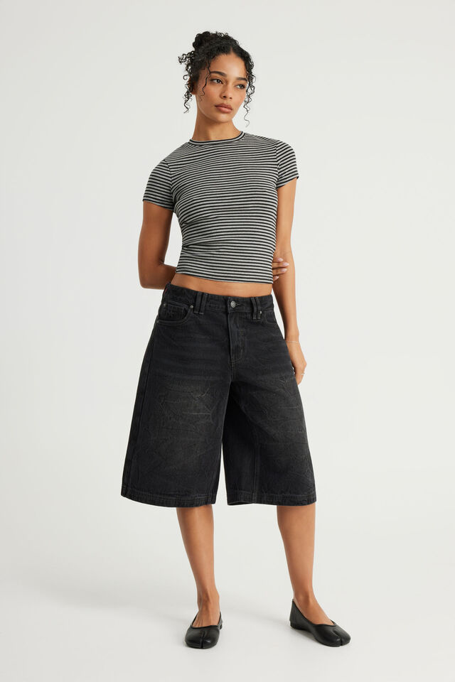 Mega Baggy Jort, BLACK/YOU RE MY BUTTERFLY