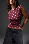 Batwing Top, BORDEAUX/MARLE POLKA DOT - alternate image 2