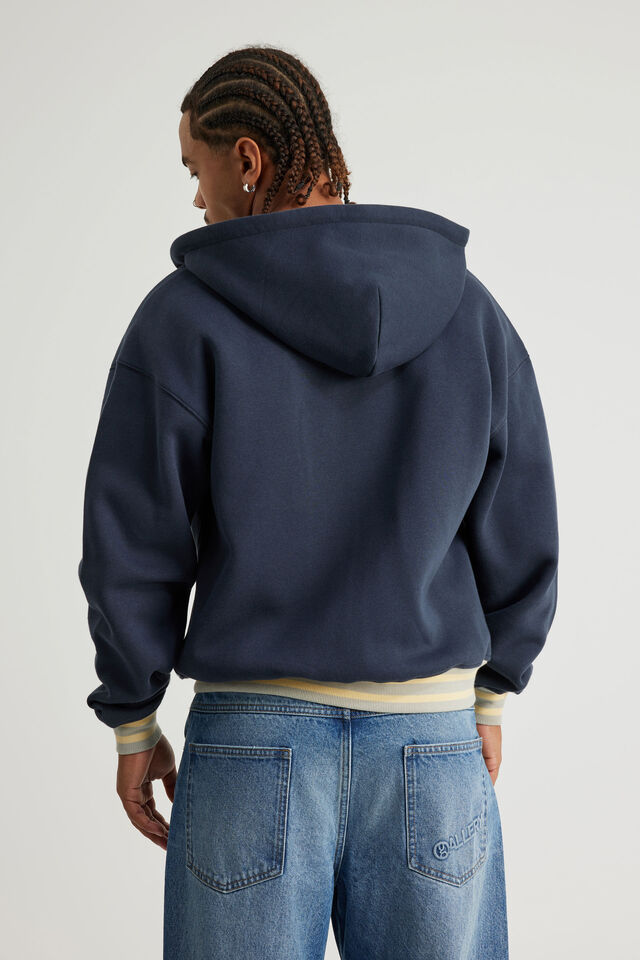 Open Gallery Zip Thru Hoodie, OG SEAL/DAPHODIL STRIPE