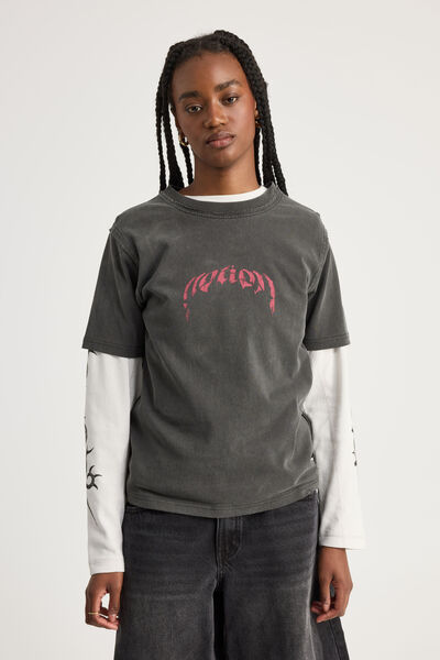 Notion X Smolbrat Slim Fit Tshirt, WASHED BLACK/SMOLBRAT BREAK FREE