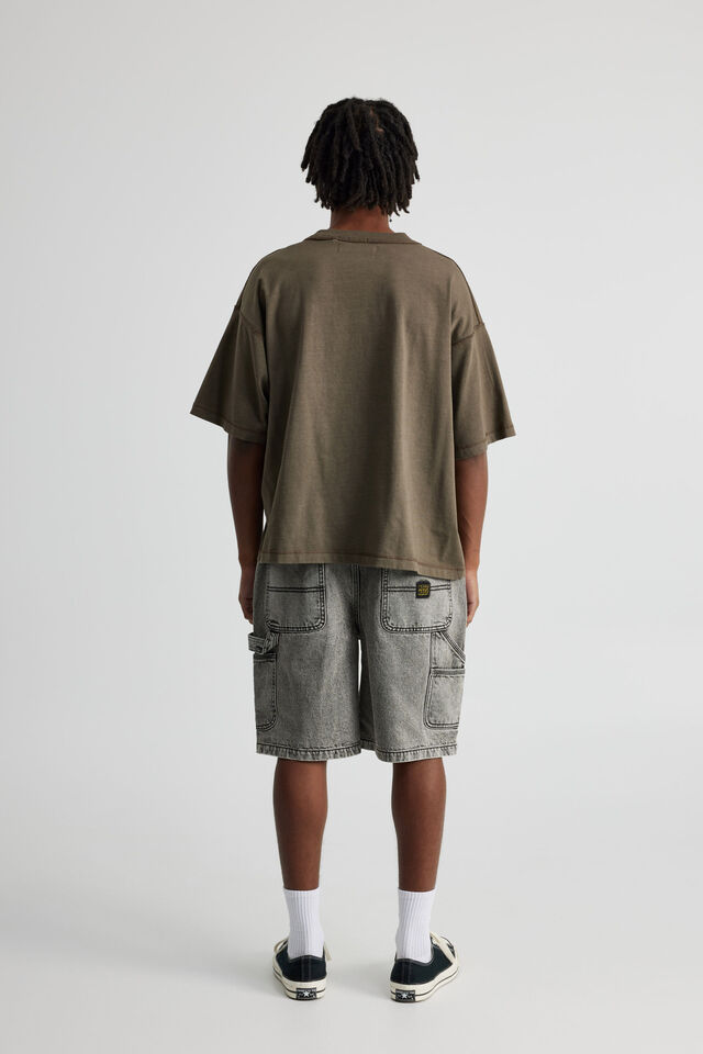 Half Half Painter Baggy Denim Short, VENICE BLACK