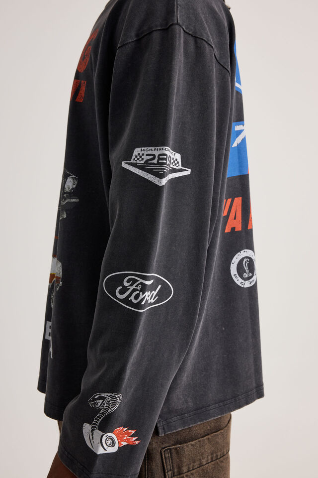 Ford Long Sleeve Tshirt, LCN FOR WASHED BLACK/COBRA ALL OVER