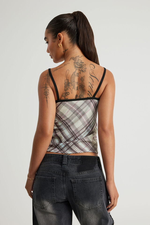 Kiki Cami, BROWN BLUE CHECK