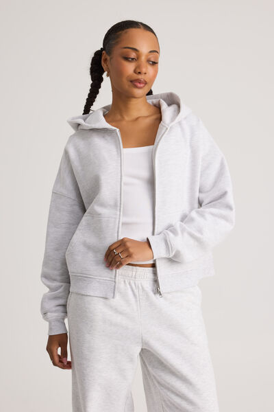 Authentics Boxy Crop Zip Through, SILVER MARLE