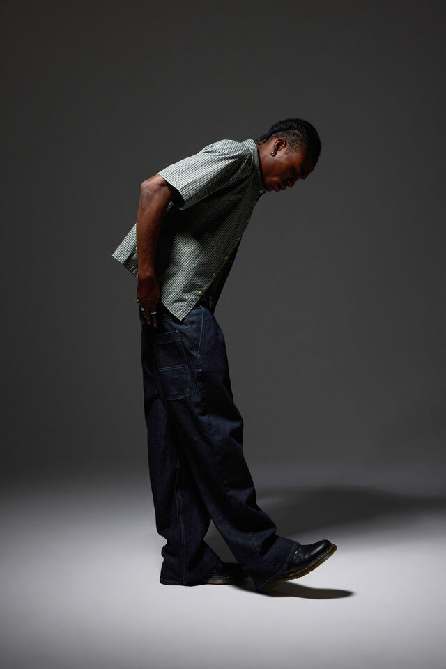 Half Half El Grande Baggy Jean, PLEATED DARK RAW