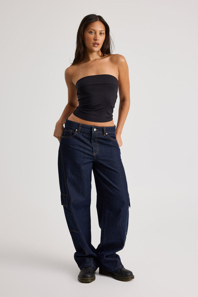River Fold Back Bandeau, BLACK