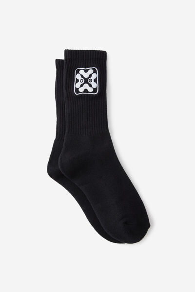 Unisex Rib Sock - Extra, OPEN GALLERY BLOCK LOGO BLK