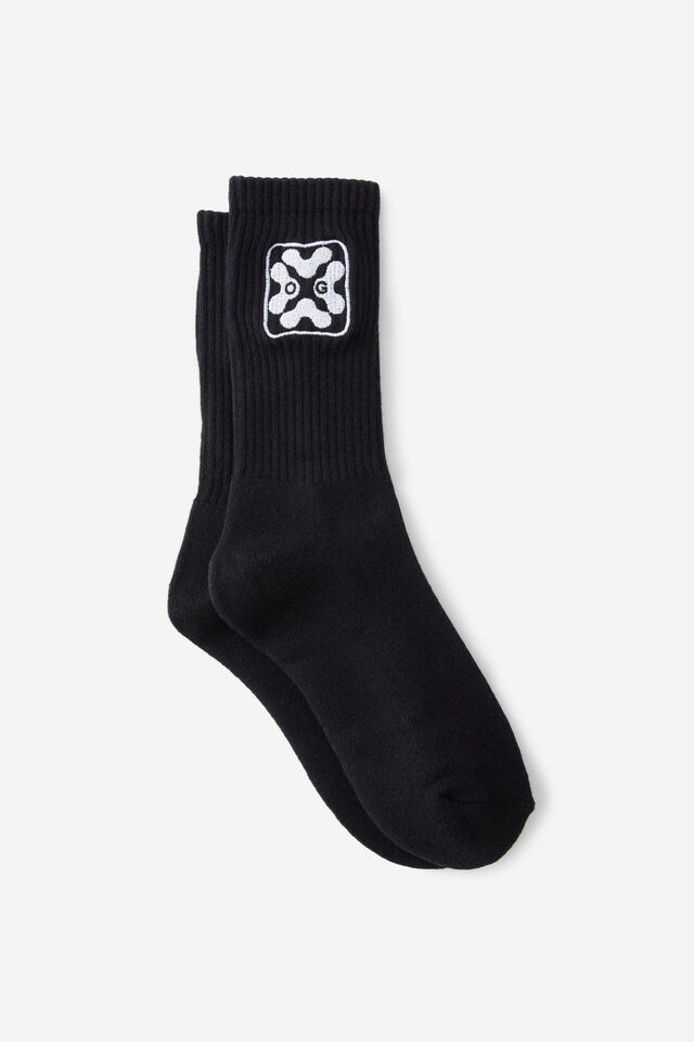 Unisex Rib Sock - Extra, OPEN GALLERY BLOCK LOGO BLK