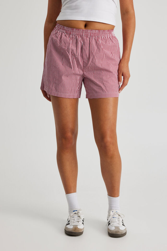 Tilly Boxer Short, RED CHECK