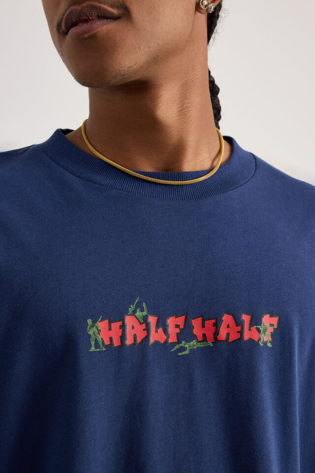 Half Half Heavyweight Box Fit Graphic Tshirt, HH ACADEMY BLUE/TOY SOLDIERS